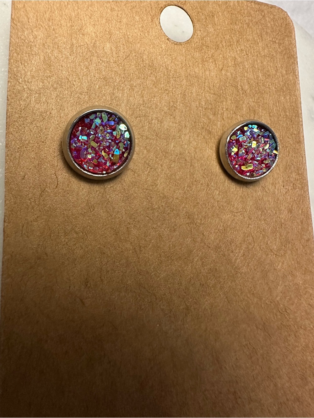 Iridescent Druzy Stud Earrings